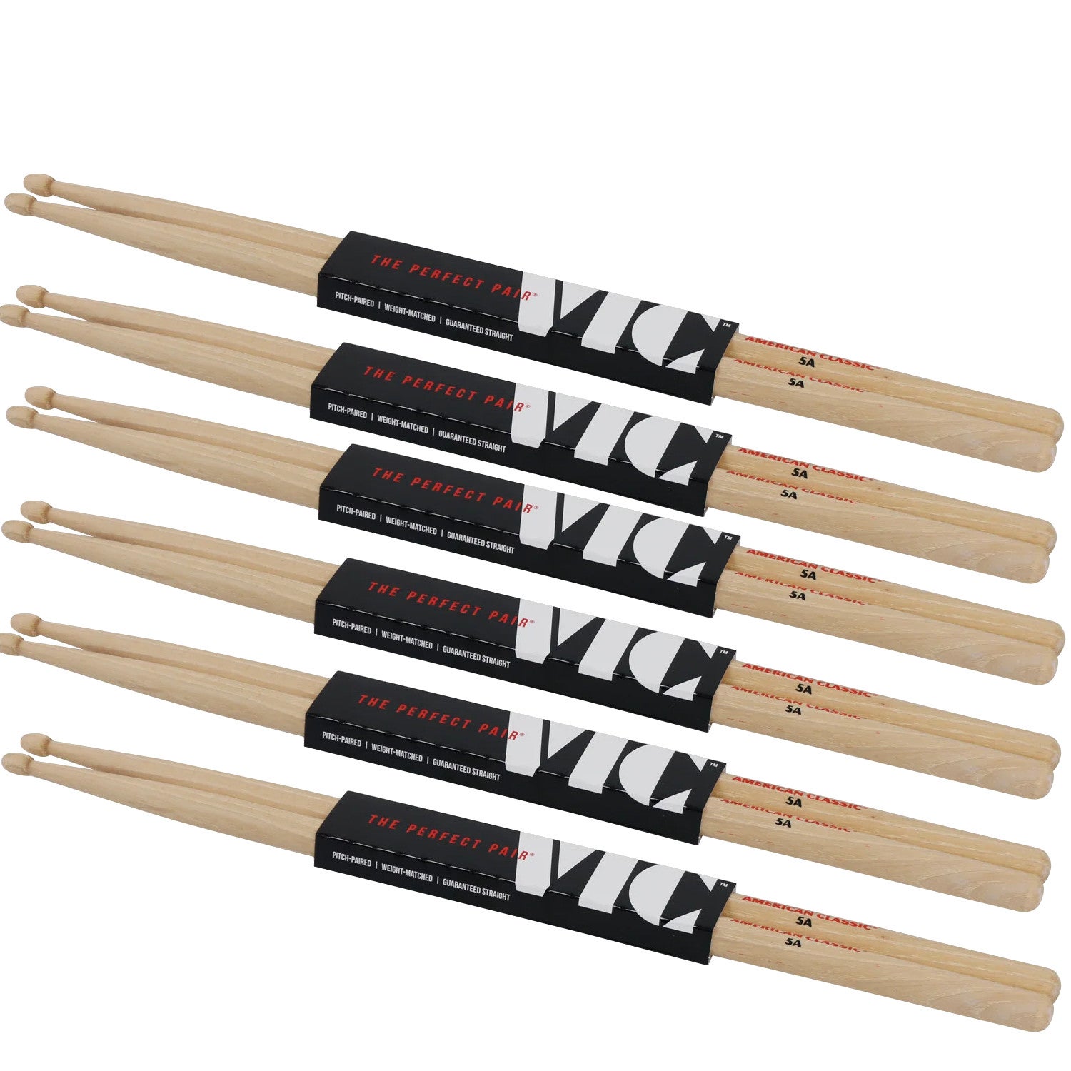Vic Firth American Classic 5A wooden tip drum sticks (6 pairs) von Vic Firth