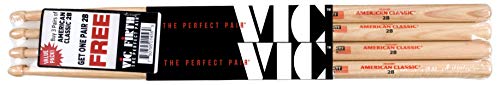 Vic Firth American Classic Series Drumsticks - 2B - American Hickory - Holz Tip - Natur - 4 Paar Value Pack von Vic Firth