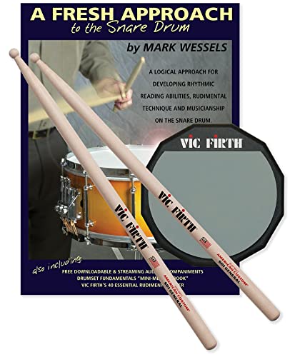 Vic Firth Schüle Starter Drum Pack – enthält Stöcke, Übungspad und Schlagzeugbuch von Vic Firth