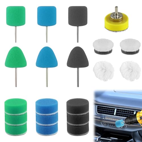 25mm Mini Polierpads, 20 Stück Detail Polierschwamm Mini Detail Polierer mit Schwamm und Wolle Polierauflage Mini Polieraufsatz Akkuschrauber für Autoschleifen Polieren Wachsen von VicBou