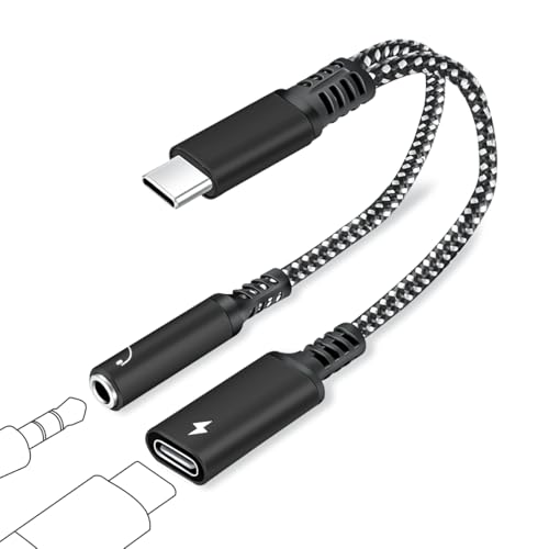 VicBou USB C auf Klinke Adapter und Laden,2 in 1 USB C Kopfhörer Adapter,USB C zu 3.5mm Klinke Schnellladung PD 60W Audio Adapter,für Kompatibel mit den meisten USB-C-Geräten (Schwarz) von VicBou