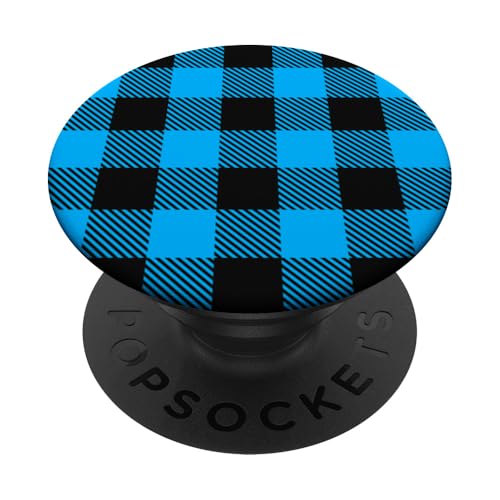 Hellblau Vintage Karo Muster Vichy PopSockets Klebender PopGrip von Vichy Check Pattern Style Art