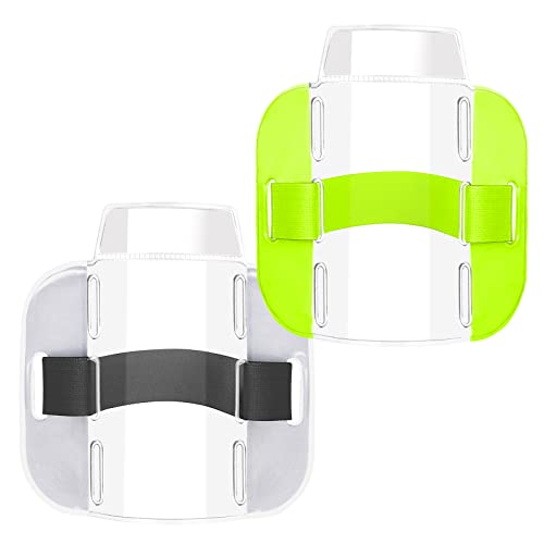 Vicloon Armband Ausweishalter, 2 Stück Arm Abzeichenhalter, Einstellbare Länge,Transparent und Gut Sichtbar, für Rettungspersonal, Lagerhaus, Sicherheitspersonal(Grün, Silber) von Vicloon