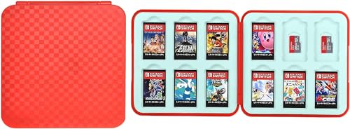 Vicloon Aufbewahrungsbox für SwitchSpielkarten Kompatibel Nintendo Switch OLED Modell/Switch Lite,12 in 1 Game Card Genrics Speicherkarten Spiele Tasche Organizer für Switch Spielkarte-Rot von Vicloon
