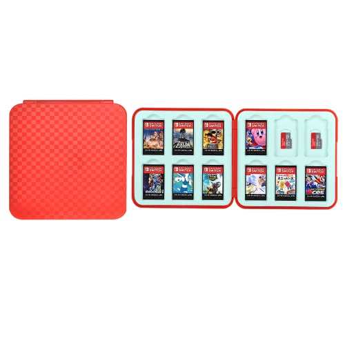 Vicloon Aufbewahrungsbox für SwitchSpielkarten Kompatibel Nintendo Switch OLED Modell/Switch Lite,12 in 1 Game Card Genrics Speicherkarten Spiele Tasche Organizer für Switch Spielkarte-Rot von Vicloon