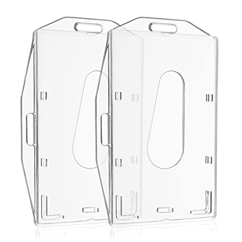 Vicloon Ausweishüllen, 2 Stück Transparente Kartenhalter mit Daumenausschub, Horizontaler und Vertikaler Dual-Use, Ausweishalter Hartplastik Schutzhülle von Vicloon