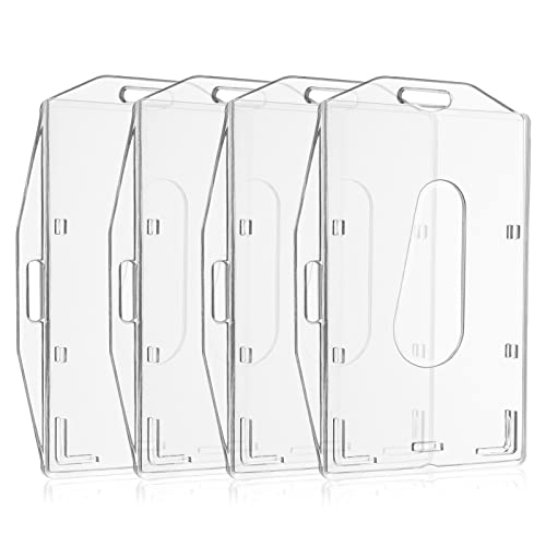 Vicloon Ausweishüllen, 4 Stück Transparente Kartenhalter mit Daumenausschub, Horizontaler und Vertikaler Dual-Use, Ausweishalter Hartplastik Schutzhülle von Vicloon