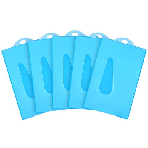 Vicloon Ausweishüllen,2 Karten Ausweishalter, Harte Transparente Ausweiskarte mit Daumenschlitz, Ausweishülle Bunt für Büro Schulausweise Kreditkarten(Blau) von Vicloon