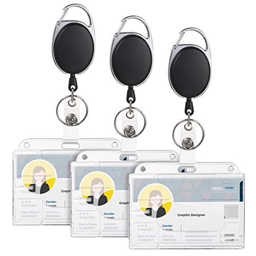 Vicloon Ausweisjojo, 3 PCS Schlüssel JoJo Ausweis JoJo mit Ausweishülle Ausweishalter mit Extra Starker Feder und reißfester Schnur mit Gürtelclip für Kartenhalter, Schlüsselkarten von Vicloon