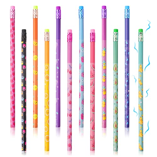 Vicloon Bleistift Kinder mit Radiergummi, 12 Stück Graphitstift Zylinder, Duft Bleistifte, Holzbleistifte für Kinder Party Klassenzimmer Belohnung Mitgebsel von Vicloon