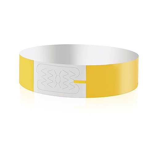 Vicloon Event Armbänder, 100 Stück Festival Armbänder, Papierarmbänder Wasserdicht Armbänder 19 x 255mm Eintrittsbänder zur Kontrolle und Sicherheit bei Veranstaltungen und Events, für Partys(Gelb) von Vicloon