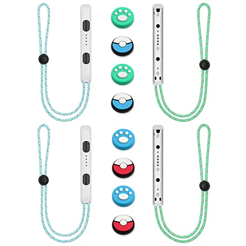 Vicloon Gamepad Handschlaufe, 2 Paar Handschlaufe für Switch Gamepad mit 4 Joystick-Kappen, Gamepad Handschlaufe für Switch Joycon, Ersatz Handschlaufe für Joy Con Controller(Weiss) von Vicloon