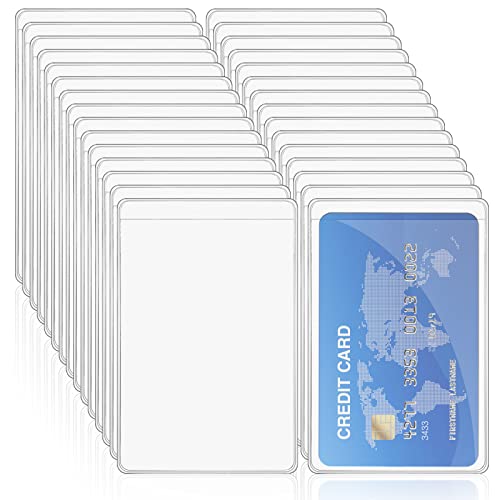 Vicloon Namenschilder Kartenhalter, 30 Stück Schutzhüllen für Karten, Ec Karten Hüllen, Ausweishülle Transparent, Durable Kreditkartenhülle für Kreditkarten Ausweis Transparent von Vicloon