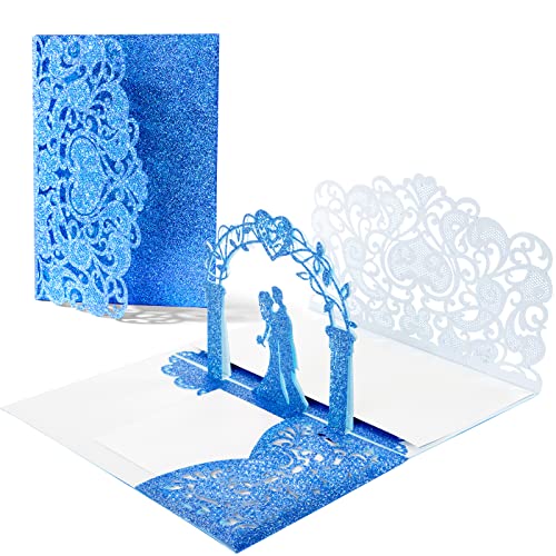 Vicloon Pop Up Hochzeitskarte, Karte zum Valentinstag, Hochzeitskarte 3D mit Umschlag, Hochzeitskarte Glückwunsch für Hochzeitstag, Verlobung, BeichteHochzeitsglückwünsche(Königsblau) von Vicloon