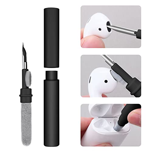 Vicloon Reinigungsset für Airpods Pro 1 2,3 In 1 Multifunktions-Reinigungsstift weiche Bürste für Bluetooth-Kopfhörer, Tasche, Reinigungsset, Reinigungsbürste für Earbuds Cleaning Kit-Schwarz von Vicloon