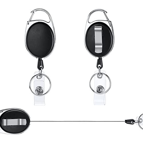 Vicloon Schlüsselanhänger Ausweishalter, 2 Stück Einziehbarer Ausweishalter Schlüsselrolle, Schlüsselband Ausziehbar, Ausweis JoJo mit Schlüsselring für Schlüssel, Kartenhalter und Gürtelclip von Vicloon