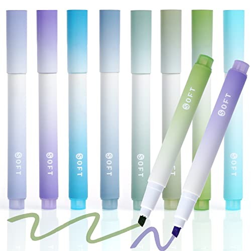 Vicloon Textmarker Set, 8 Stücke Marker Stifte Pastell, 8 Farben, Textmarker Kein Ausbluten, Schnell Trocknend, Einfach zu Halten, Textmarker Pastell Set für Schulen, Büros, Studenten(Grün+Lila) von Vicloon