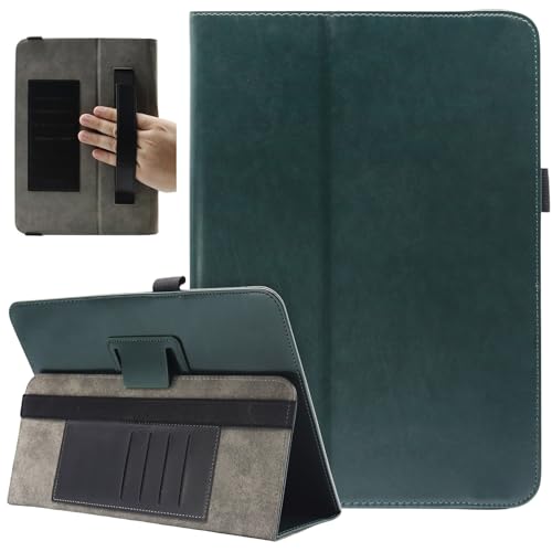 Viclowlpfe Universal-Schutzhülle für Tablets mit 25,4 cm (10,1 Zoll), 25,7 cm (10,1 Zoll), Schutzhülle für Android-Tablets mit Handschlaufe und Kartenfächern, Schwarzgrün von Viclowlpfe