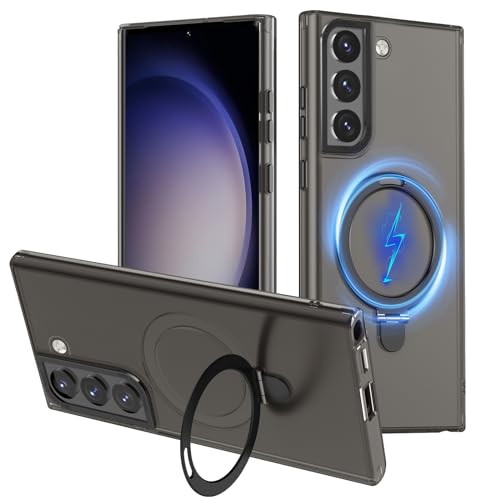 Magic Stand für Samsung Galaxy S22 Plus Hülle [Kompatibel mit MagSafe] [Unsichtbarer Magnetisch Ständer] [Anti-Fingerabdruck] Stoßfest Translucent Hülle von Vicoogo