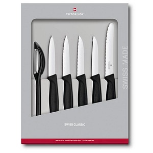 6 VICTORINOX Gemüsemesser Swiss Classic silber, schwarz 6 VICTORINOX Gemüsemesser Swiss Classic silber, schwarz von Victorinox