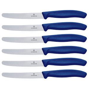 6 VICTORINOX Gemüsemesser silber, blau glänzend, poliert, Klinge: 10,0 cm von Victorinox