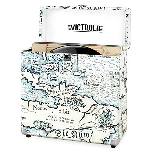 Victrola Aufbewahrungskoffer für Vinyl-Schallplatten, für 30 + Schallplatten, Retro-Karte von Victrola