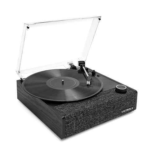 Victrola Eastwood II Plattenspieler, schwarz, mit Lautsprechern, Bluetooth 5.1 und Vinyl-Stream-Technologie, Retro-Plattenspieler mit DREI Geschwindigkeiten, Audio Technica AT-3600LA Tonabnehmer Victrola Eastwood II Plattenspieler, schwarz, mit Lautsprechern, Bluetooth 5.1 und Vinyl-Stream-Technologie, Retro-Plattenspieler mit DREI Geschwindigkeiten, Audio Technica AT-3600LA Tonabnehmer von Victrola