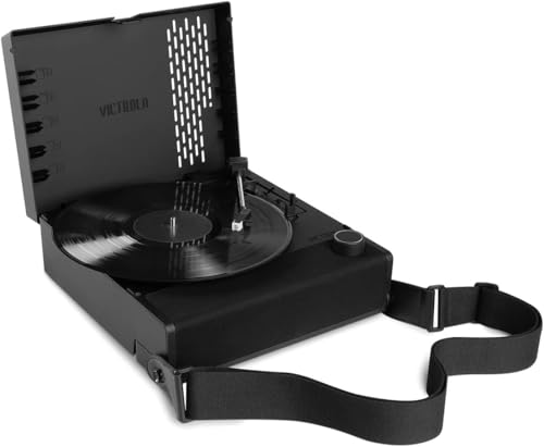 Victrola Revolution Go Tragbarer Plattenspieler - Dualer Bluetooth-Schallplattenspieler mit wiederaufladbarem Akku, Vinyl Stream Technologie und Audio Technica Tonabnehmer, VSC-750SB, Schwarz Victrola Revolution Go Tragbarer Plattenspieler - Dualer Bluetooth-Schallplattenspieler mit wiederaufladbarem Akku, Vinyl Stream Technologie und Audio Technica Tonabnehmer, VSC-750SB, Schwarz von Victrola