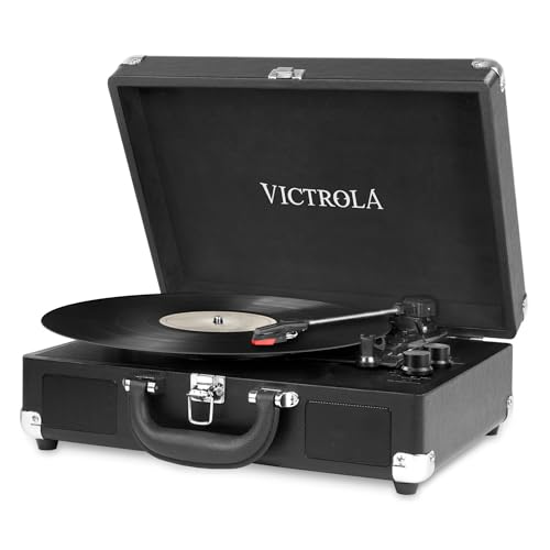 Victrola Suitcase 3-Gang Bluetooth Plattenspieler Kofferplattenspieler - Schwarz von Victrola