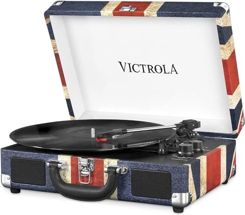 Victrola Suitcase Turntable 3-Gang Bluetooth Kofferplattenspieler - Britische Flagge Victrola Suitcase Turntable 3-Gang Bluetooth Kofferplattenspieler - Britische Flagge von Victrola