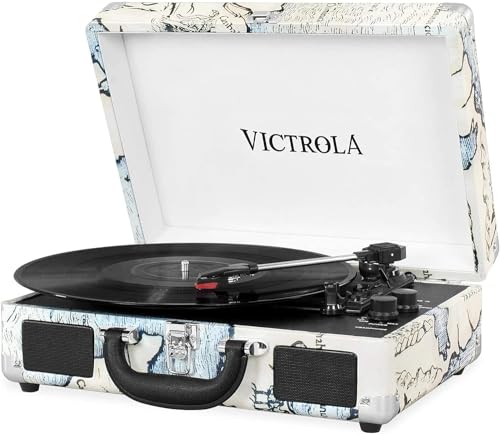 Victrola Suitcase Turntable 3-Gang Bluetooth Kofferplattenspieler - Retro Karte Victrola Suitcase Turntable 3-Gang Bluetooth Kofferplattenspieler - Retro Karte von Victrola