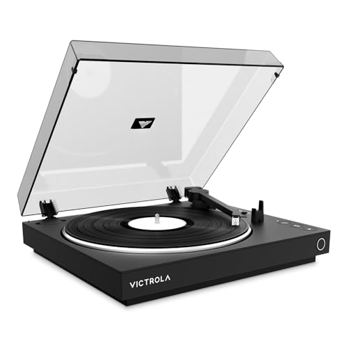 Victrola voll autom. Bluetooth-Plattenspieler, Audio Technica ATN3600L-Tonabnehmer, autom. Wiederholung, 2 Geschwindigkeiten, kabelloses Bluetooth-Streaming, Vorverstärker, Plattenteller aus Aluminium Victrola voll autom. Bluetooth-Plattenspieler, Audio Technica ATN3600L-Tonabnehmer, autom. Wiederholung, 2 Geschwindigkeiten, kabelloses Bluetooth-Streaming, Vorverstärker, Plattenteller aus Aluminium von Victrola