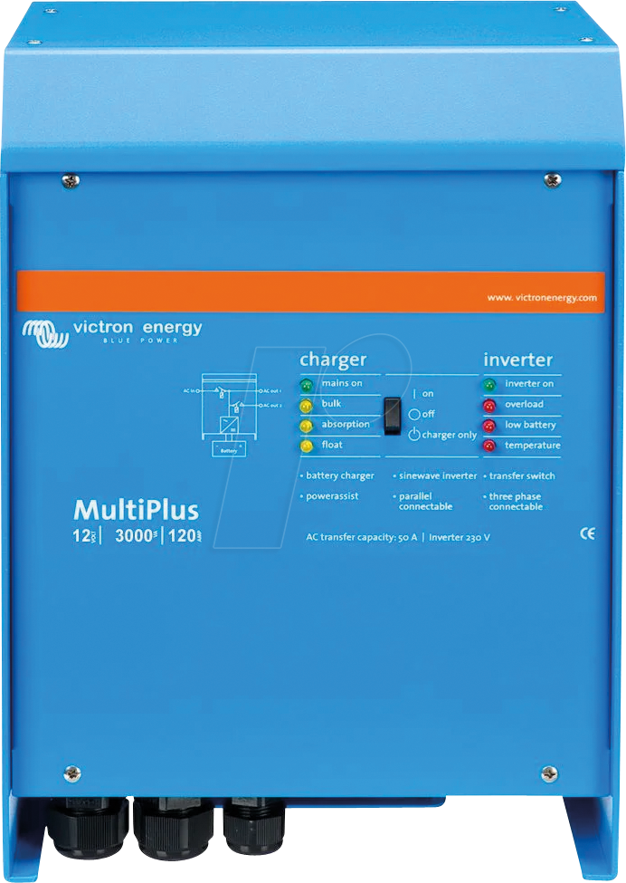 VE PMP122300001 - Wechselrichter MultiPlus 12/3000/120-16, Sinus, 12 V, 3000 W von Victron Energy