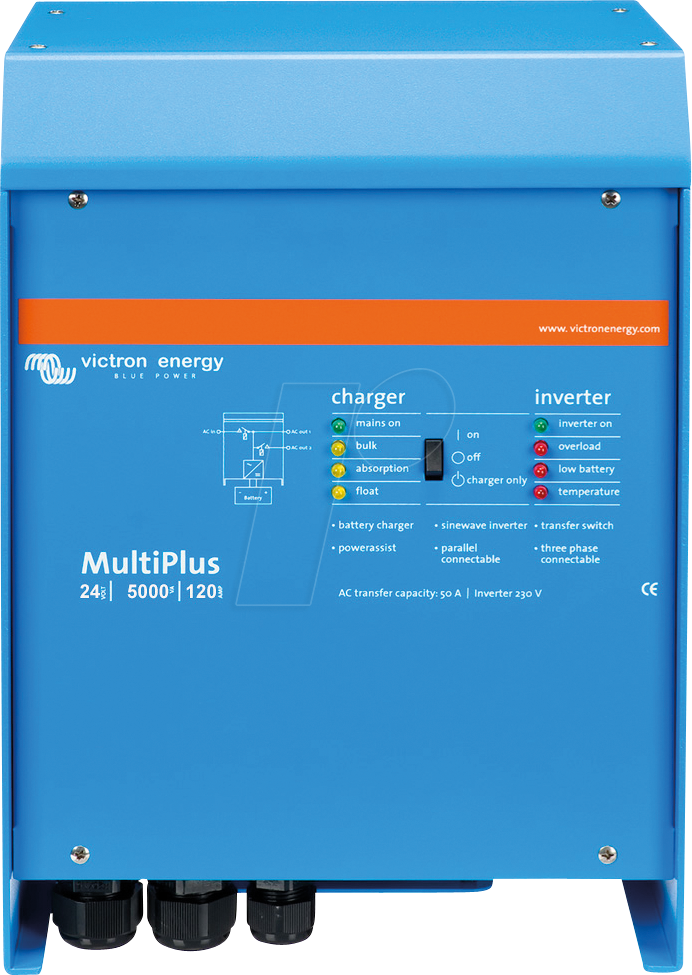 VE PMP245021010 - Wechselrichter MultiPlus 24/5000/120-100, Sinus, 24 V, 4000 W von Victron Energy