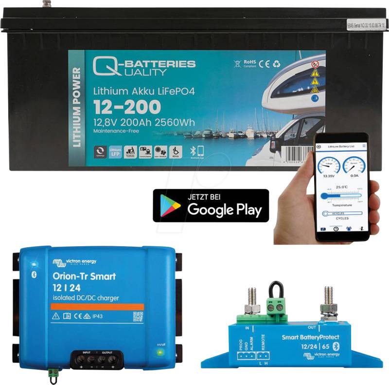 VE Q-BAT 200AH - Lithium-Akku, LiFePO4, 12,8 V, 200 Ah + Mit Victron Orion-TR12/1 von Victron Energy