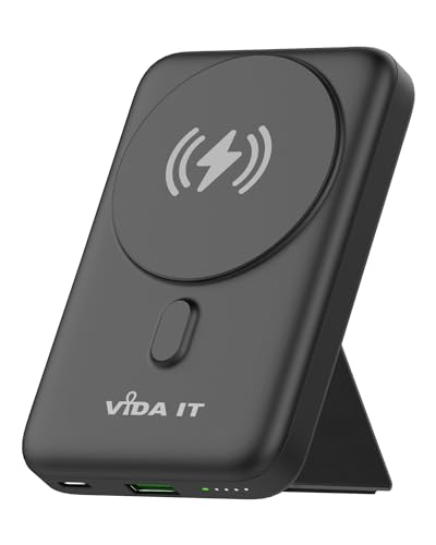 Vida IT 10000mah Wireless Externe Batterie Magnetische Powerbank mit Schnellladung für iPhone 14/13/12 Pro Max Samsung S23/S24/ Ultra OnePlus Handy Tablet USB-C Tragbares Ladegerät für Mobiltelefone von Vida IT
