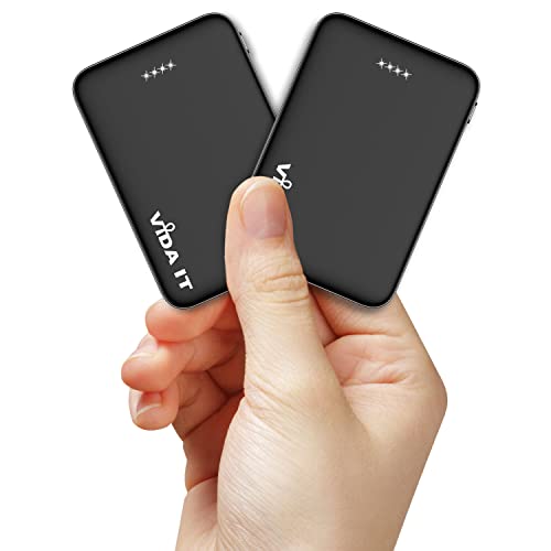 Vida IT 2-Pack Mini Powerbank USB Akku für Heizweste Beheizbare Weste Jacke Kleidung 5V 2A Akkupack Ladegerät für iPhone Samsung Android Smartphone Handy 5000mAh Klein Externer Portable Charger von Vida IT