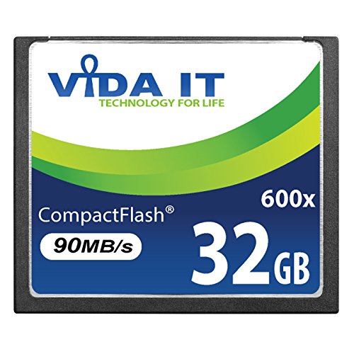 Vida IT 32GB Compact Flash CF Speicherkarte 600x 90MB/s für Canon EOS 10D 20D 20Da EOS 300D EOS 30D 350D EOS 400D 40D EOS 50D 5D Mark II EOS 7D EOS D30 SLR Kamera Digitalkamera von Vida IT