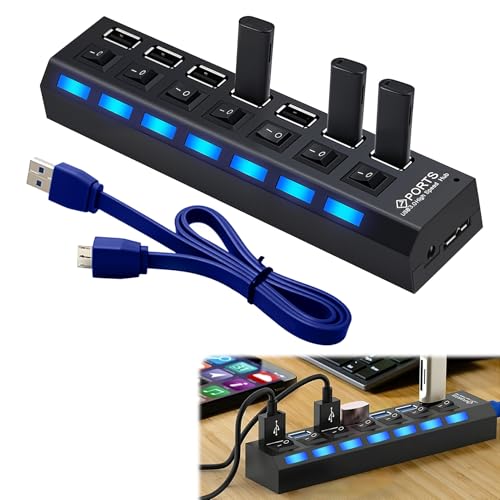 Vidacharmy USB-Hub 7-Port mit Individuellen LED-Netzschaltern für Jeden Port. USB VERTEILER 3.0 mit Übertragungsgeschwindigkeit 5.0 Gb/s fur Laptop, PC, MacBook und weitere USB Geräte Vidacharmy USB-Hub 7-Port mit Individuellen LED-Netzschaltern für Jeden Port. USB VERTEILER 3.0 mit Übertragungsgeschwindigkeit 5.0 Gb/s fur Laptop, PC, MacBook und weitere USB Geräte von Vidacharmy
