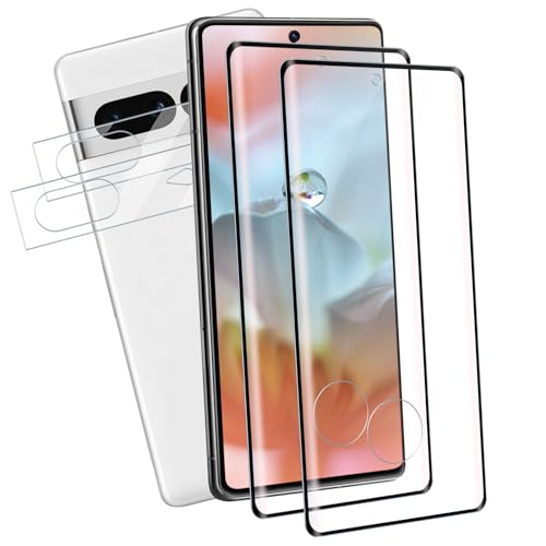 VideoSecu [2 Stück für Panzerglas für Google Pixel 7 Pro 5G Schutzfolie + [2 Stück] Kameraschutz Schutzglas Folie, 9H Kratzfest Panzer Schutz Glas Displayschutzfolie, HD Klar Blasenfrei Panzerfolie von VideoSecu