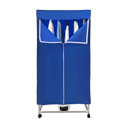 Elektrisch Wäschetrockner Tragbarer, 220V Faltbarer Trockner mit Touchscreen, 60-70℃ Kleiderschrank Warmlufttrockner PTC Fünf Schichtheizung mit Timerfunktion Blau von Vielrosse