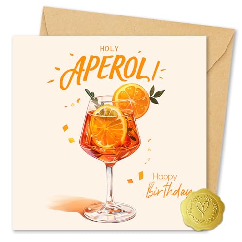 Vielucks Holy Aperoli Geburtstagskarte mit Umschlag und Aufkleber,Schöne Lustige Geburtstagskarte für Frau Freundin Freunde Mann,aperol geschenk deko - Happy Birthday von Vielucks
