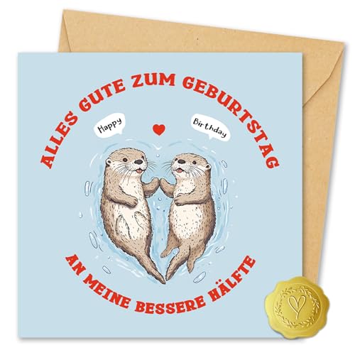 Vielucks Otter Geburtstagskarte inkl. Umschlag und Aufkleber, Meine Bessere Hälfte Geburtstagskarten, Lustige Geburtstagskarte Frau Mann, Birthday Card für Ehemann, Ehefrau, Freund oder Freundin Vielucks Otter Geburtstagskarte inkl. Umschlag und Aufkleber, Meine Bessere Hälfte Geburtstagskarten, Lustige Geburtstagskarte Frau Mann, Birthday Card für Ehemann, Ehefrau, Freund oder Freundin von Vielucks