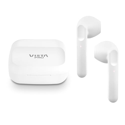 Vieta Pro Joy Kabellose Kopfhörer mit Bluetooth 5.4, Touch-Steuerung und Freisprecheinrichtung, Kopfhörer mit Mikrofon und langer Akkulaufzeit von 20 Stunden, wasserdichte Kopfhörer mit Ladebox, Weiß von Vieta Pro