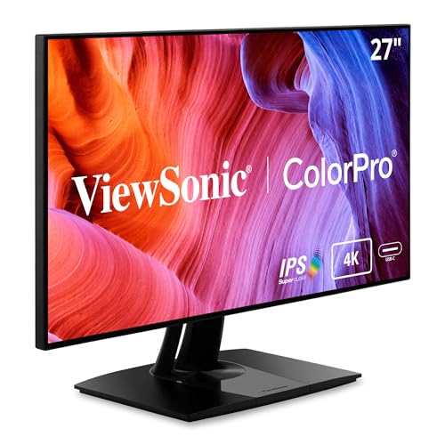 ViewSonic ColorPro VP2768A-4K 68,6 cm (27 Zoll) Fotografen Monitor mit Kalibrierfunktion (4K, IPS mit Delta E<2, 100% sRGB, HDMI, DP, RJ45, USB-C, Höhenverstellbar, 5 Jahre Austauschservice) Schwarz von ViewSonic