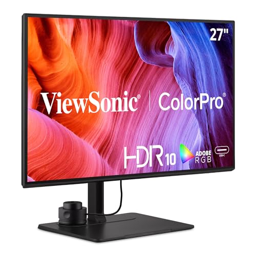 ViewSonic ColorPro VP2786-4K 68,6 cm (27 Zoll) Fotografen Monitor mit Kalibrierfunktion (4K UHD, IPS, 100% Adobe RGB, ColorPro Wheel, USB-C, HDMI, DP, 5 Jahre Austauschservice) Schwarz von ViewSonic