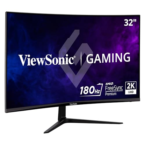 ViewSonic VX3218C-2K 32" QHD VA Curve Frameless Monitor, 165Hz, 1ms MPRT, 2 HDMI, DisplayPort, Speakers, FreeSync Premium, HDR10 von ViewSonic