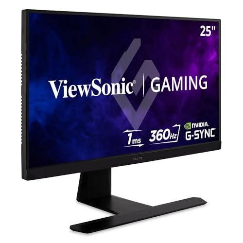 ViewSonic XG251G 62,2 cm (25 Zoll) Gaming Monitor (Full-HD, IPS-Panel, 1 ms, 360 Hz, G-Sync, NVIDIA Reflex, HDR 400, RGB Beleuchtung, HDMI, DP, höhenverstellbar) Schwarz von ViewSonic