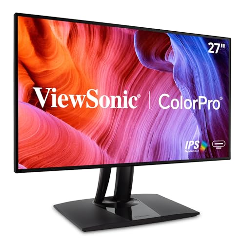 Viewsonic ColorPro VP2768A 68,6 cm (27 Zoll) Fotografen Monitor mit Kalibrierfunktion (WQHD, IPS mit Delta E<2, 100% sRGB, HDMI, DP, RJ45, USB-C, Höhenverstellbar, 5 Jahre Austauschservice) Schwarz von ViewSonic