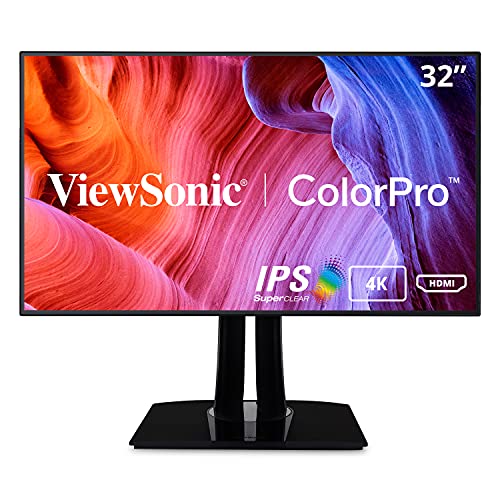 Viewsonic ColorPro VP3268-4K 80 cm (32 Zoll) Fotografen Monitor mit Kalibrierfunktion (4K, IPS-Panel, 100% sRGB, HDR10, USB 3.0, HDMI 2.0, DP, mDP, 5 Jahre Austauschservice) Schwarz von ViewSonic